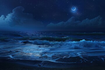 The sea at night astronomy outdoors nature.