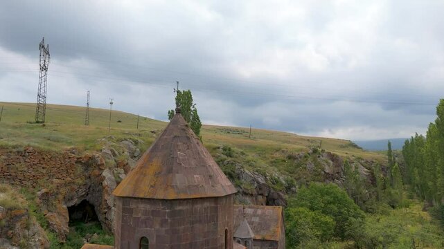 Vanevan Monastery.  located along a gorge south of the village of Artsvanist, southeast of Lake Sevan. Taken with a drone