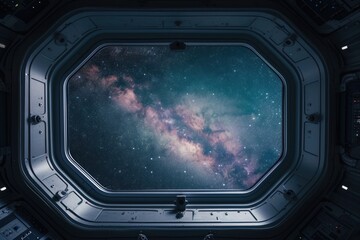 Window see milky way space astronomy nebula.