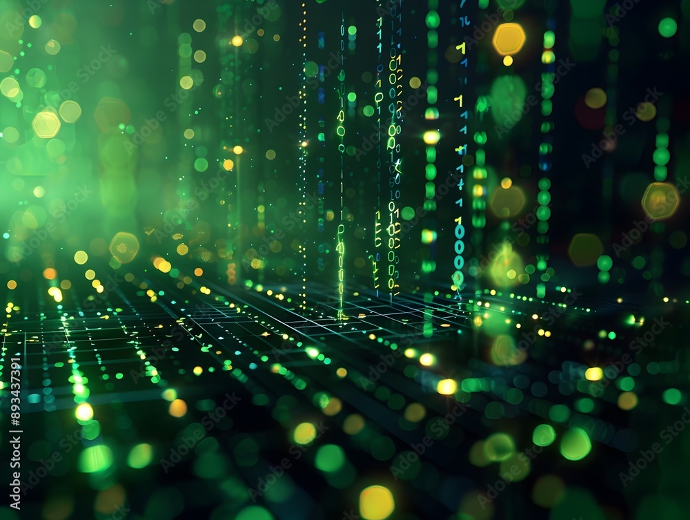 Poster abstract cyber matrix with interconnected data streams and glowing elements futuristic tech backgrou