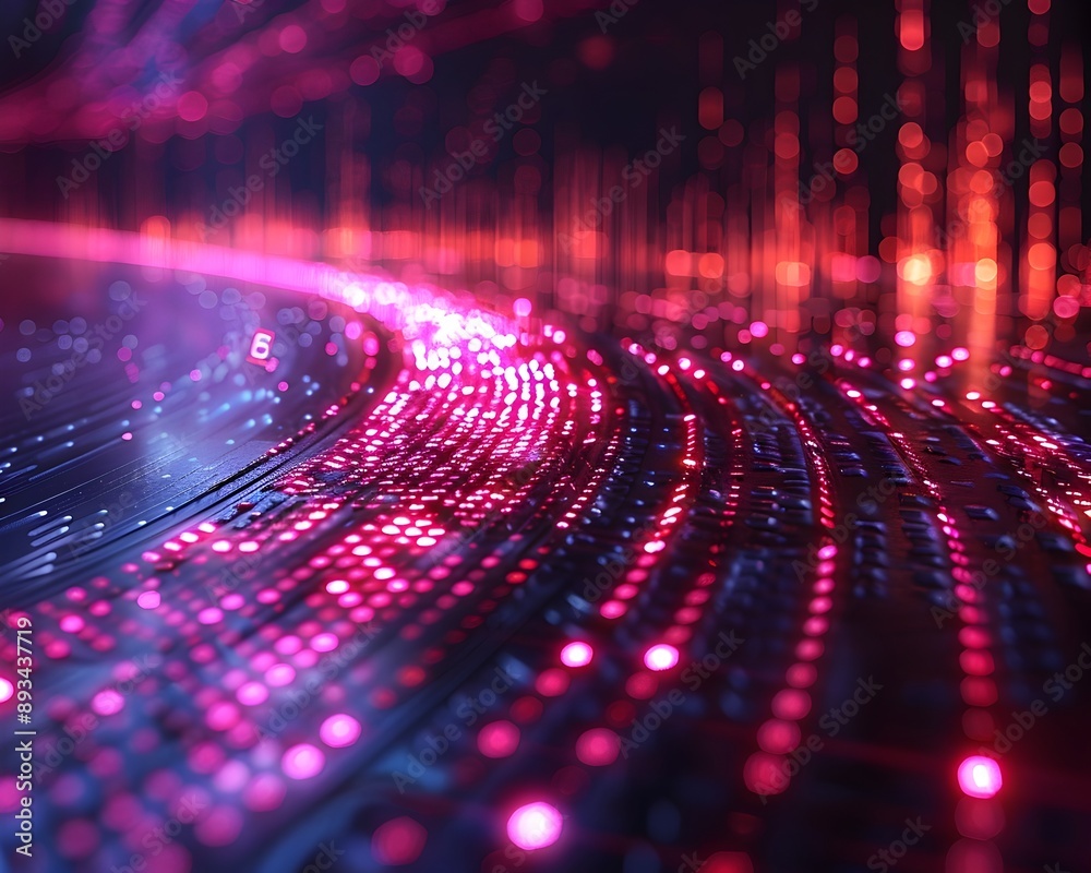 Poster flowing binary code and neon accents futuristic cyber background design