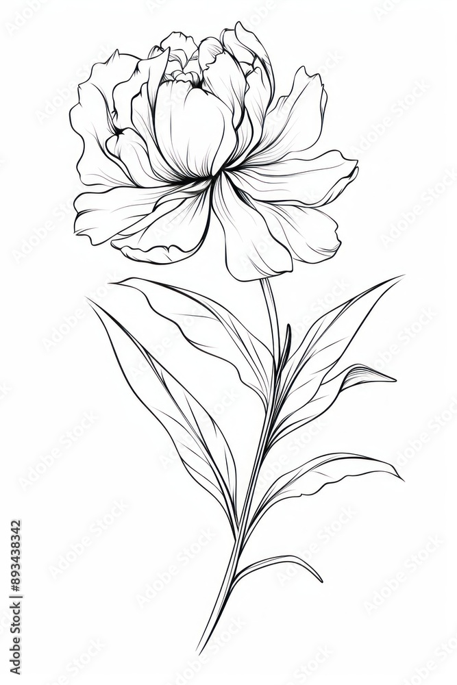 Wall mural beautiful flower sketch drawing plant.