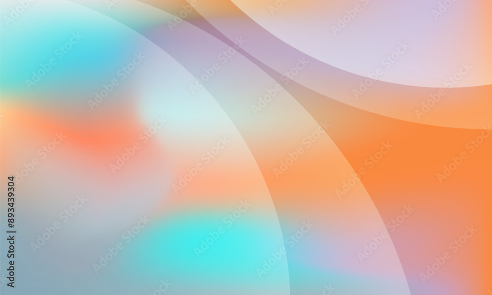Poster Abstract color gradient background with circles. Blue and orange gradation minimalist geometric dynamic composition with rounds. Vector illustration