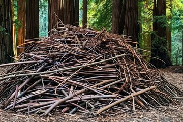 Pile of Twigs in Woodland Setting