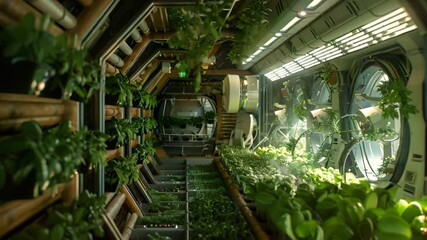 Futuristic Greenhouses in Space - Powered by Adobe