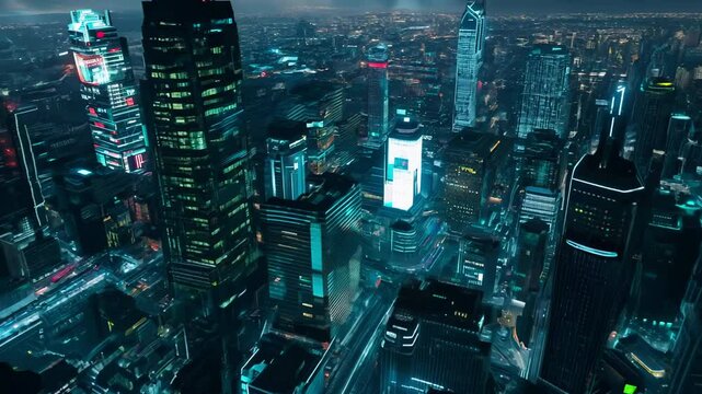 Cyber Dreams: Slow Motion Flyover of a High-Tech Cityscape - made with Generative AI