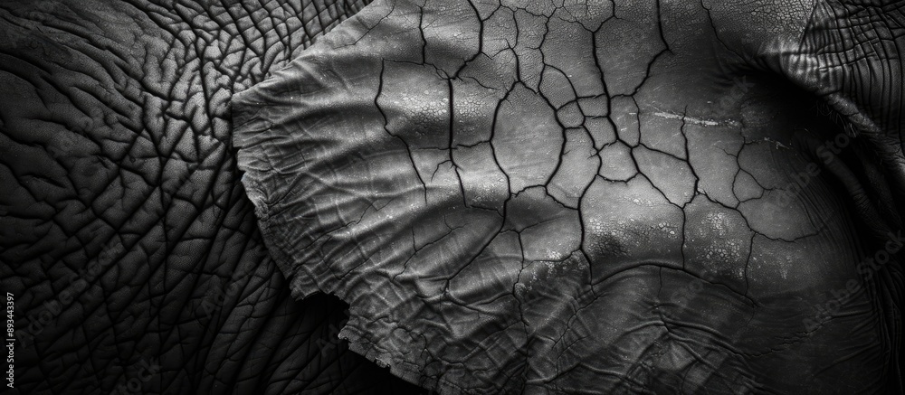 Poster monochrome background highlights the textured elephant skin in a captivating manner leaving ample co