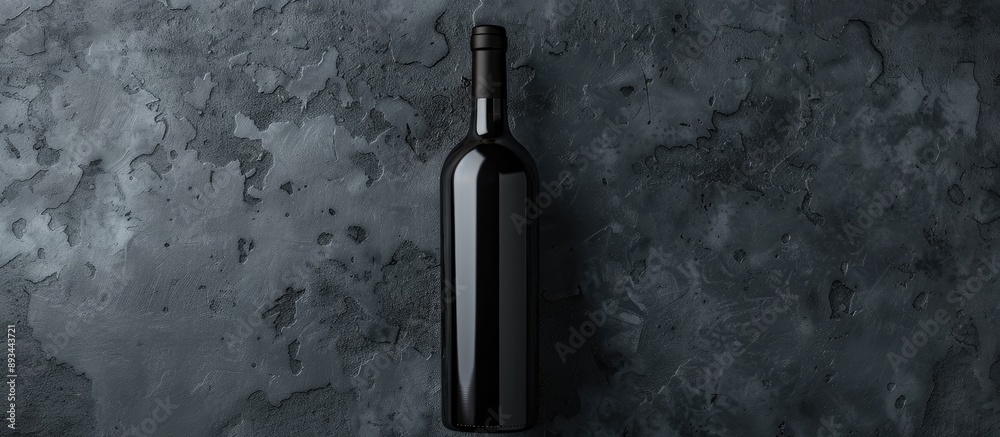 Aufkleber mockup of a wine bottle on a dark grey concrete background featuring copy space image for your desig