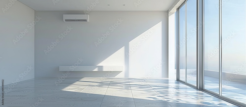 Poster newly built room with an air conditioner and copy space image