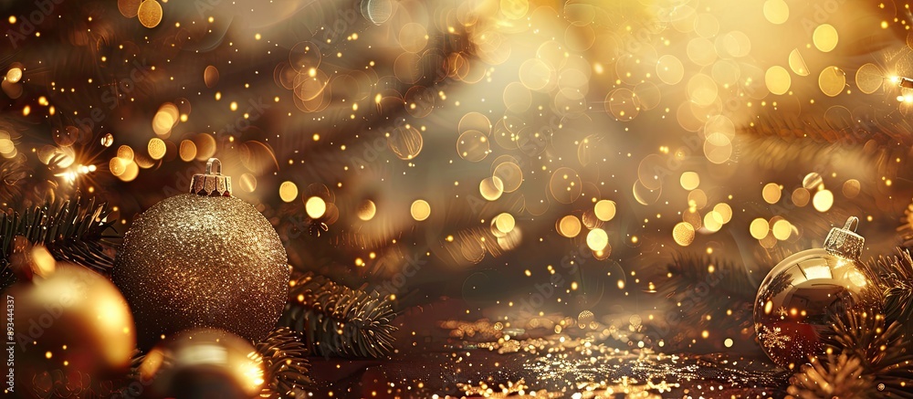 Poster festive background for christmas or new year with a golden theme and room for a copy space image
