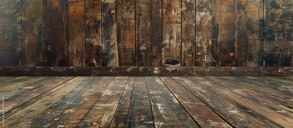 Leinwandbilder Rustic grungy floor with an antique wooden panel in an isolated setting with an empty composition perfect for copy space image
