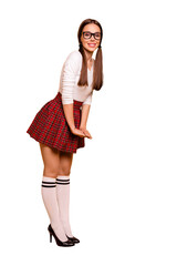Vertical full length body size view of her she nice-looking attractive winsome lovely fascinating...