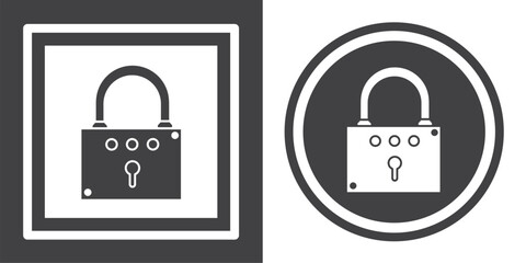 Vector. Padlock symbol. Black and white icon symbol design in flat.