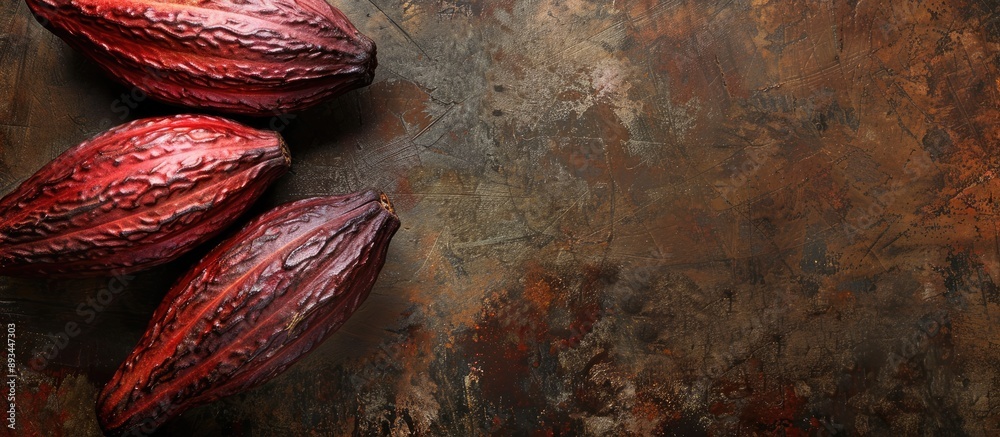 Poster Texture of cocoa fruit peel displayed in background copy space image