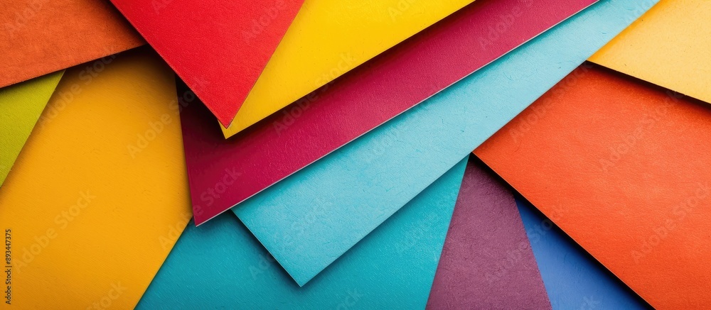 Poster trendy colored geometric cardboard background with copy space image for advertising and text