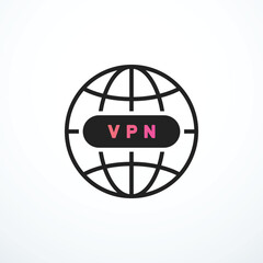 VPN globe icon. Vector illustration