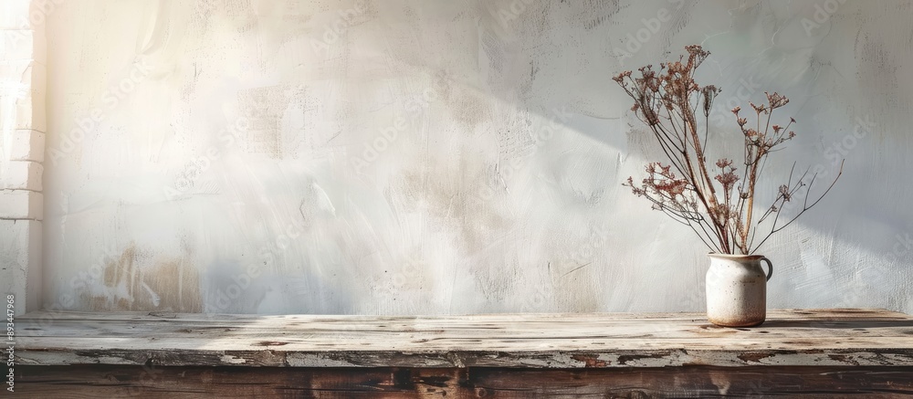 Leinwandbilder wooden table with shabby chic style creating a rustic background ideal for a copy space image