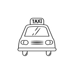 Taxi doodle icon. Vector hand drawn sketch illustration.