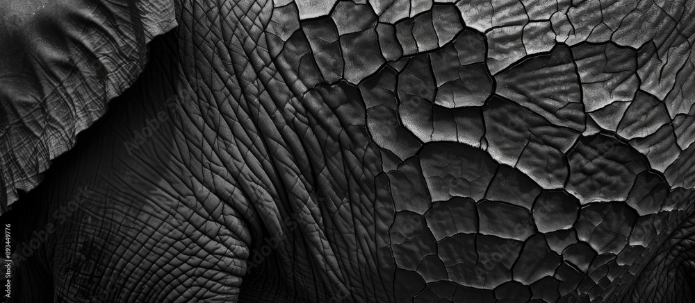 Poster monochrome background featuring the texture of elephant skin with copy space image available