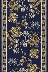 Ikat floral paisley embroidery seamless pattern on background. Ikat ethnic flower oriental pattern traditional. Aztec style abstract vector illustration. design for ikat floral fashion fabric,clothing