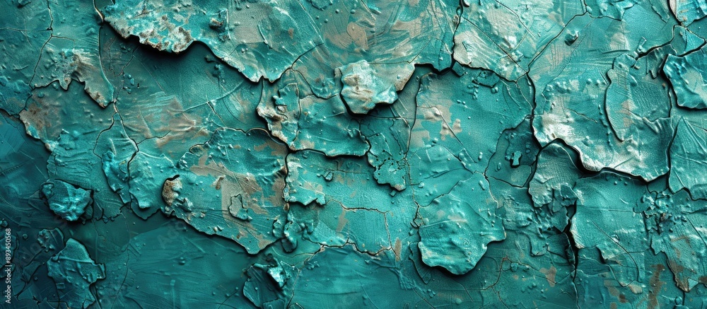 Poster a vintage turquoise wall with a textured surface provides a stylish background with empty space for 