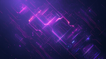Abstract futuristic background in dark colors. Purple abstract microcircuits and processors. AI generative
