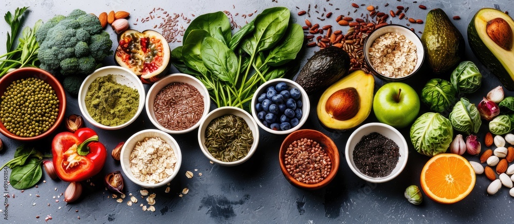 Poster Embracing a diet of nutritious foods is key to maintaining a healthy lifestyle. with copy space image. Place for adding text or design