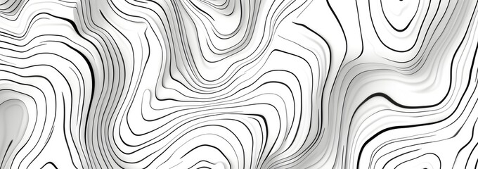 Vector line topographic map background, contour lines pattern vector illustration. Topography map texture with geometric pattern for your design, black and white colors, white background