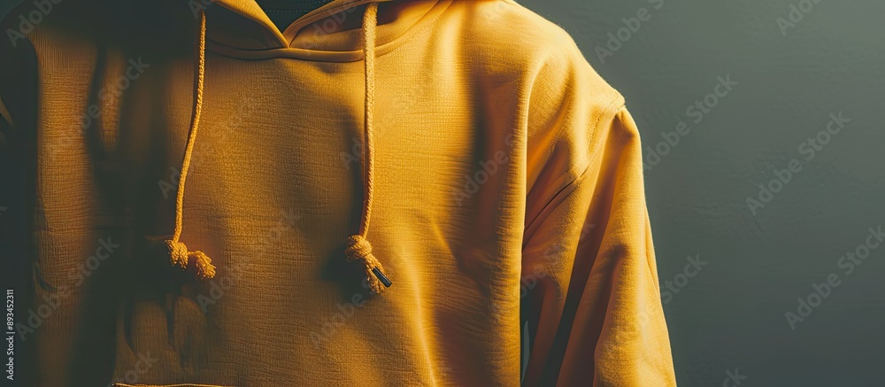Poster close up view of a trendy hoodie sweater with ample copy space image