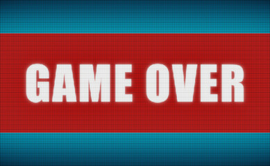 Game Over sign on screen. Casino, game night, bingo, jackpot, bet  and gambling concept.
