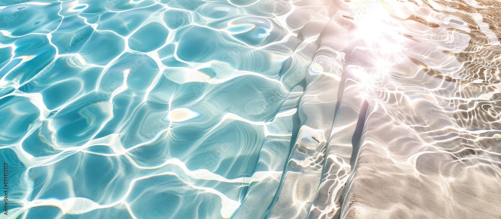Poster Crystal clear water in a pool reflecting light perfectly ideal for a copy space image