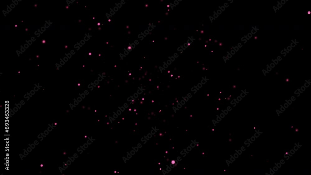 Wall mural flow up glow pink bokeh particles animation on black abstract background for screen project overlay.