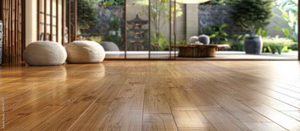 Aufkleber Bamboo flooring with a dry appearance in the background offering space for additional elements in the image