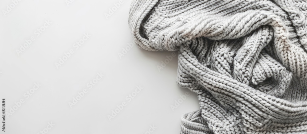 Aufkleber a gray knitted plaid on a white backdrop with ample copy space image