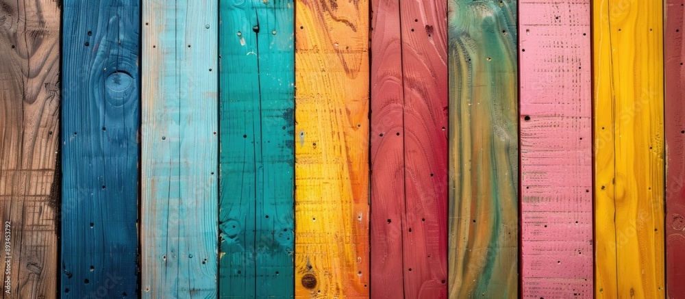 Poster background of colorful wooden planks with copy space image