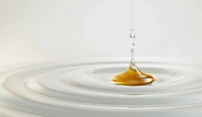 Golden Honey Droplet in White Liquid