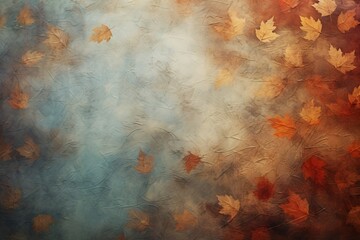 Autumn leaves on a textured background artwork.