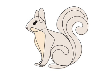 Squirrel Forest Animal Line Art Portrait. Funny Cute Squirrel Isolated on White background Curve Line Cartoon Design. Small Squirrel Outline Curve Editable Vector Silhouette Contour Coloring Drawn	
