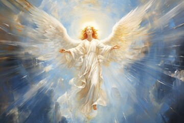 Painting of heaven angel representation spirituality.