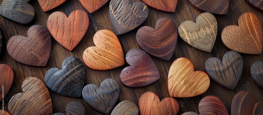Leinwandbilder wooden hearts on a valentine s day backdrop with space for adding text or images. with copy space im