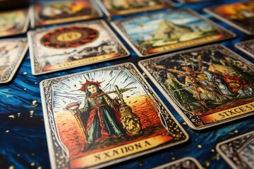 Obraz premium Tarot card on farbic game representation wedding.