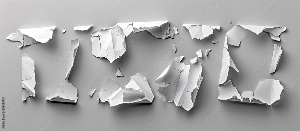 Poster A collection of torn white paper pieces arranged on a gray background ideal for customizing with copy space image