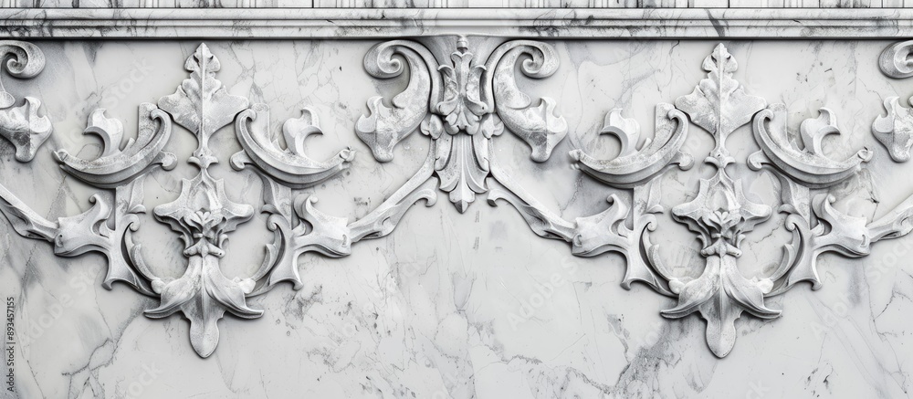 Leinwandbilder Decorative wallpaper featuring an intricate old white marble pattern backdrop with space available for text incorporation in a house setting. with copy space image. Place for adding text or design