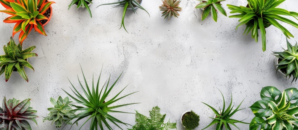 Aufkleber An aerial shot displaying different office desk plants with a clear background for a copy space image
