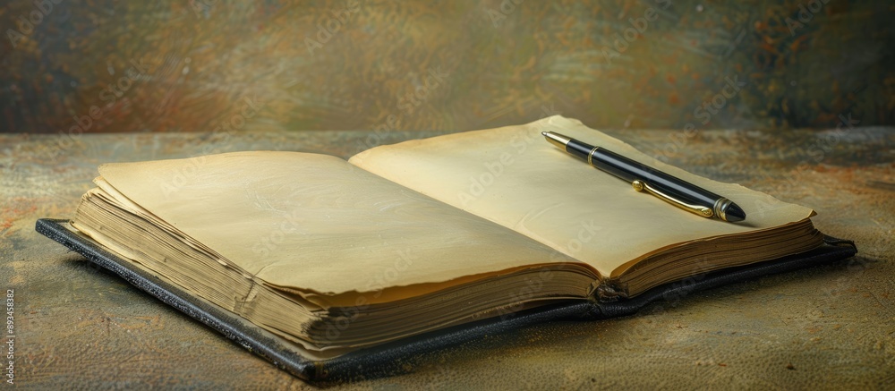 Poster A textured background featuring a blank notebook pen and copy space image for your design or business concept
