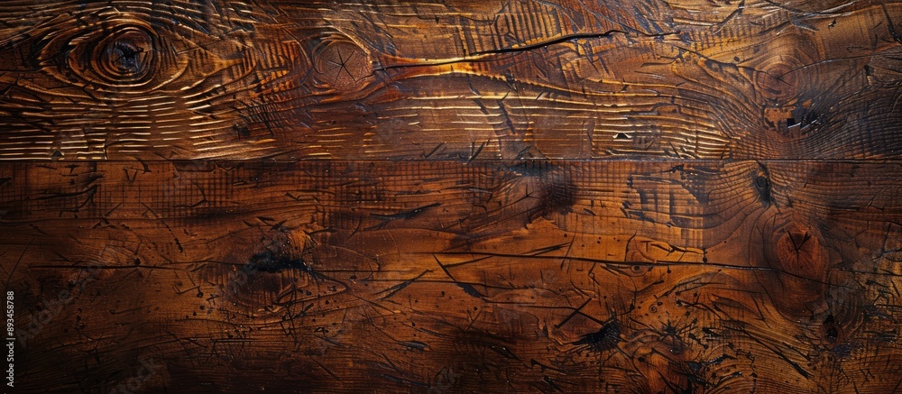 Fototapete Top view of a textured wooden desk with space for text and a background suitable for a copy space image