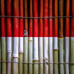 Bamboo Wall with Indonesian Flag Paint