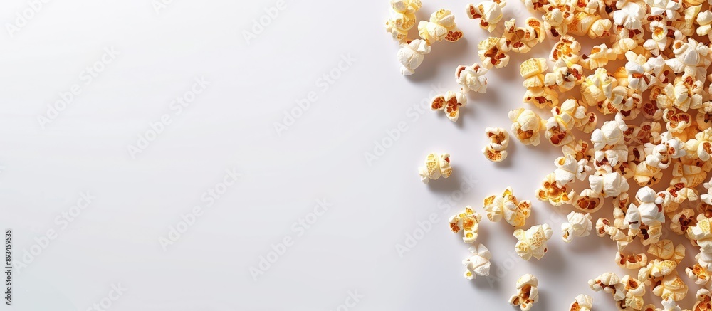 Poster White background with copy space image featuring isolated popcorn