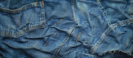 Naklejka premium Denim jeans with a distressed appearance and copy space image