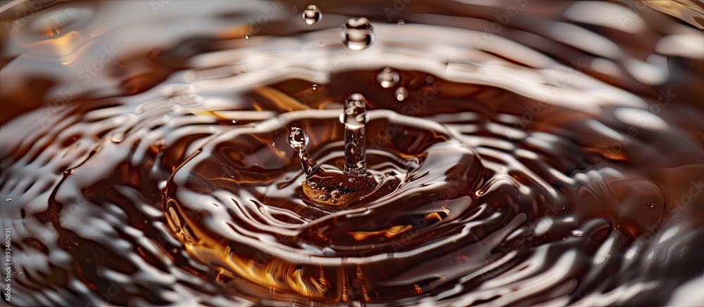 Aufkleber a water drop falling creates fantasy textures and patterns on the drink's surface, ideal for copy sp